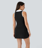 Robe active golf mini 2 pièces col color block zippée sans manches DayStretch avec poches - Poche pour tees de golf