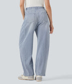 Jean barrel Halara Flex™ rayé taille haute avec poches