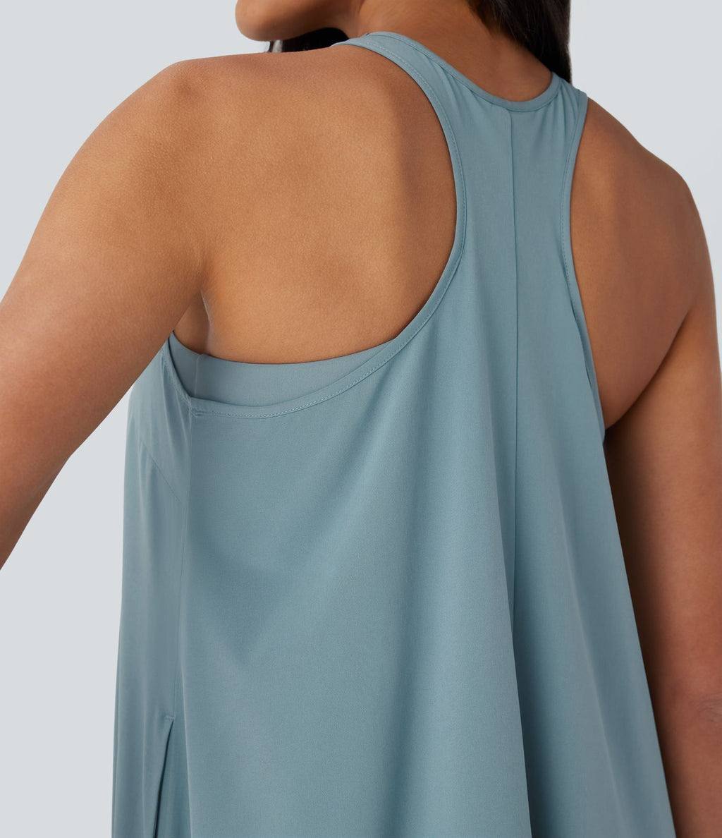 Robe décontractée mini fluide Breezeful™ à dos nageur, poches latérales, ourlet asymétrique et séchage rapide