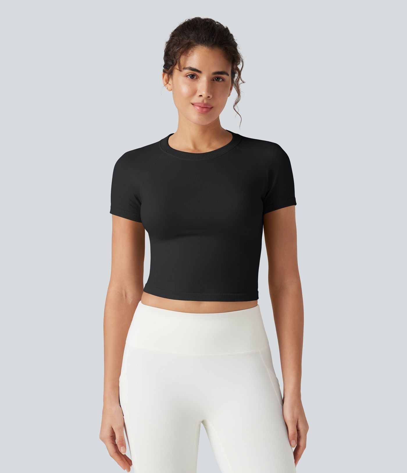 Haut de sport yoga OneForm sans couture Flow col rond manches courtes raglan ajusté