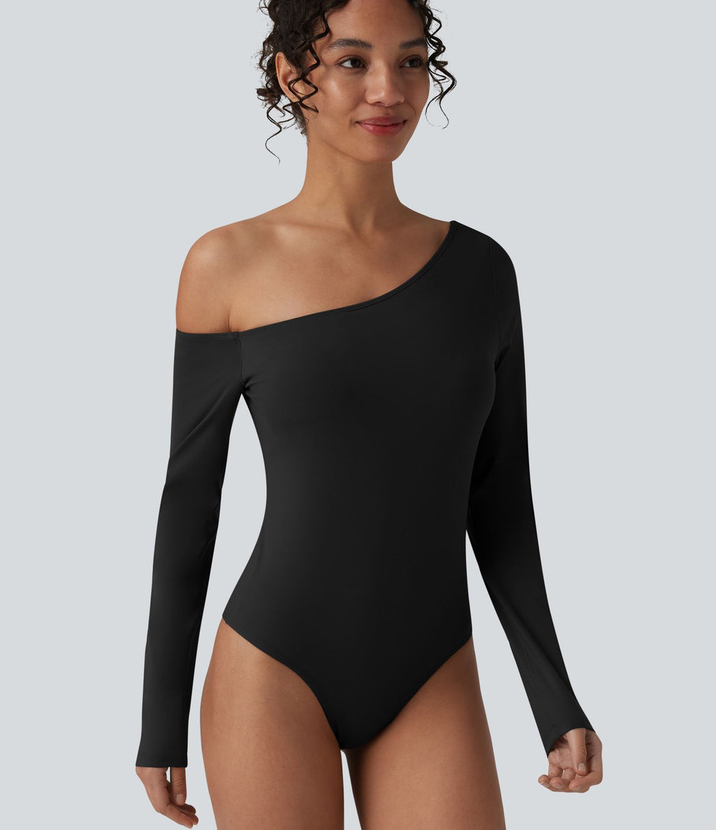 Body SoftlyZero™ Airy décontracté asymétrique à épaule dénudée manches longues effet frais InstantCool avec brassière intégrée