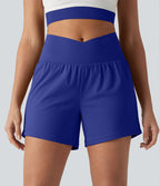 Short de yoga SoftlyZero™ Airy croisé taille haute 2-en-1 effet frais InstantCool 12,5 cm avec poches