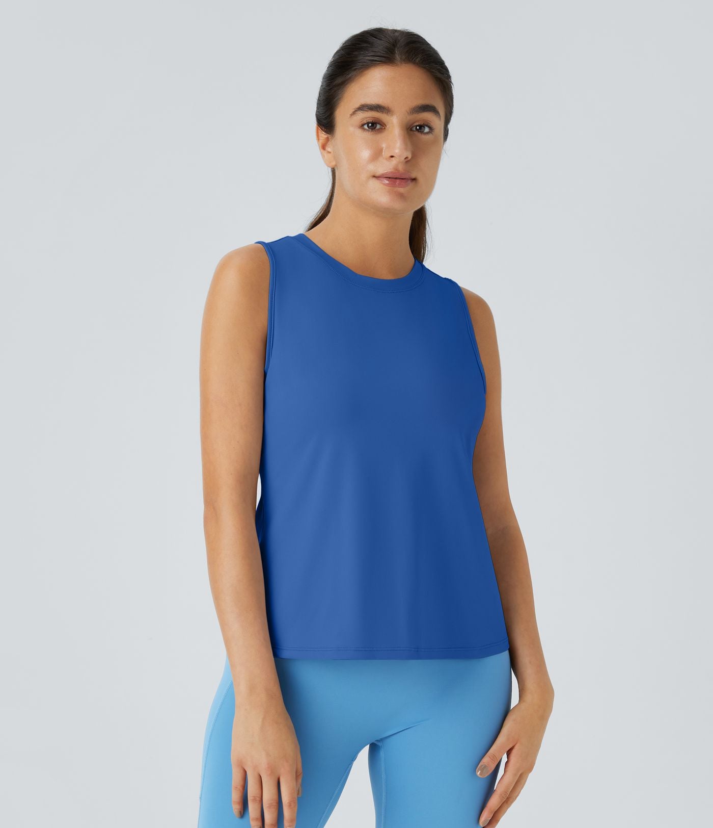 Top Débardeur Yoga Uni à Ourlet Croisé et Découpe