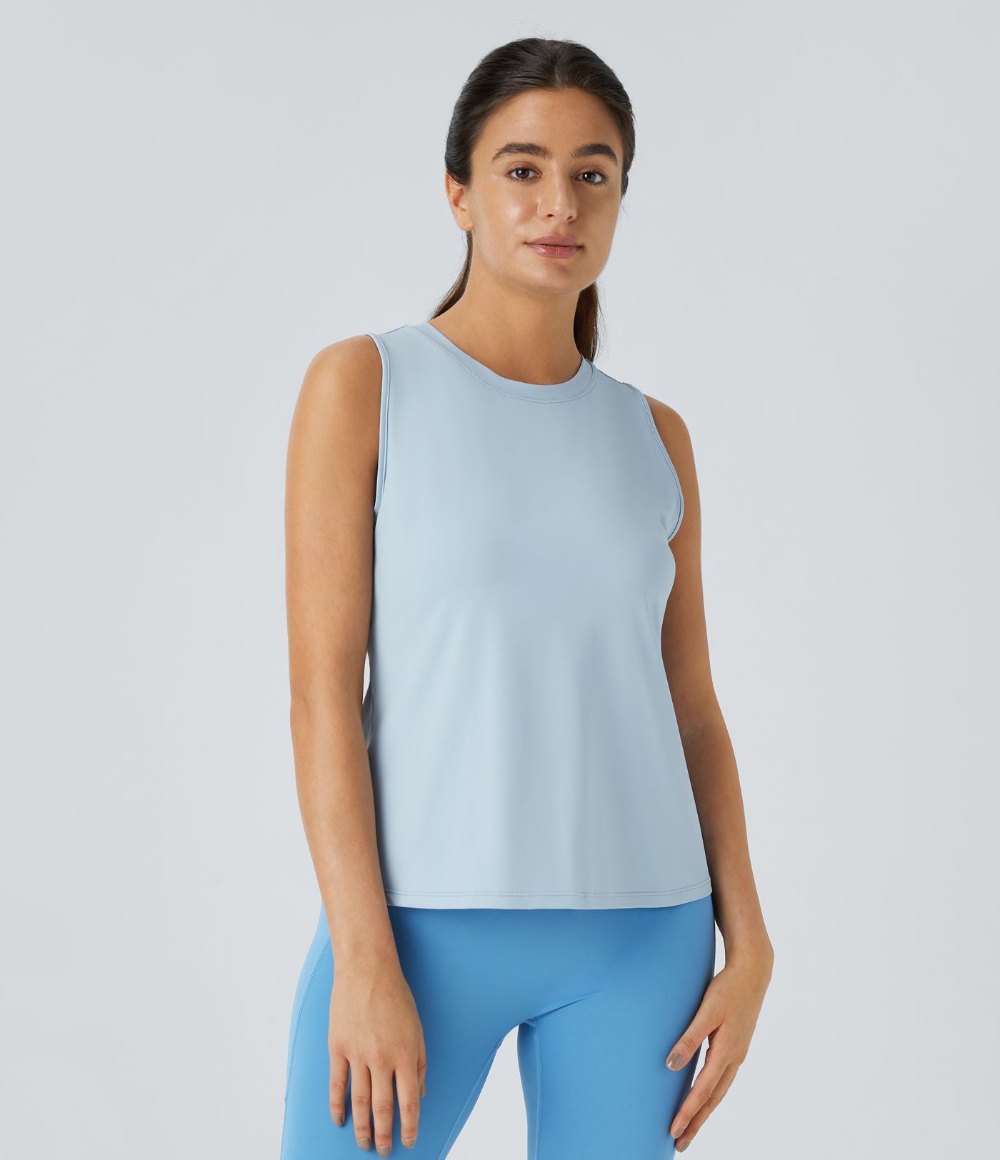 Top Débardeur Yoga Uni à Ourlet Croisé et Découpe