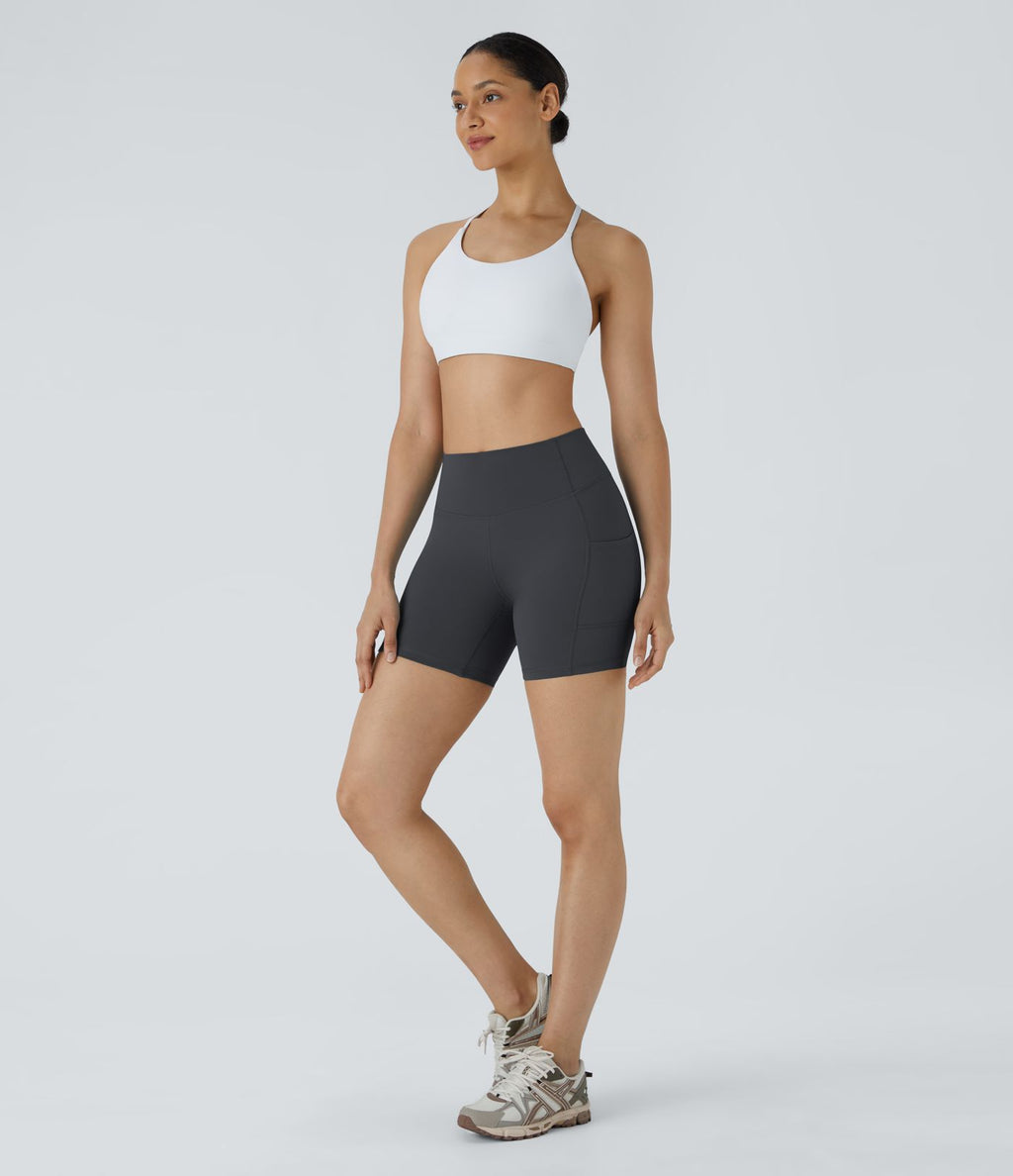 Short Course Biker Yoga Taille Haute avec Poches Latérales