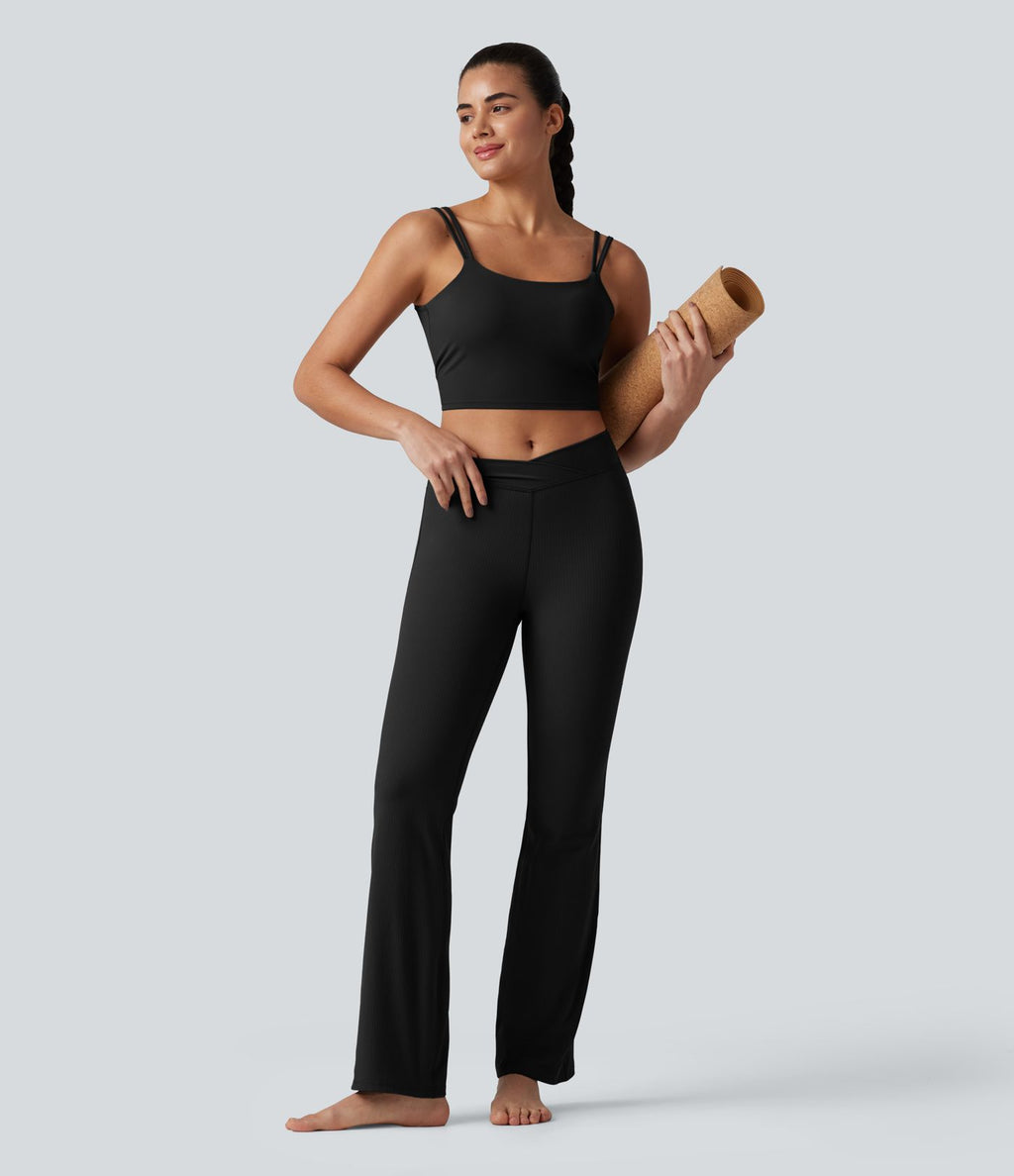 Legging de yoga Halara UltraSculpt™ côtelé, taille haute, évasé croisé, à poches