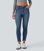 Jean skinny 7/8 décontracté taille basse Halara Flex™ avec poches zippées