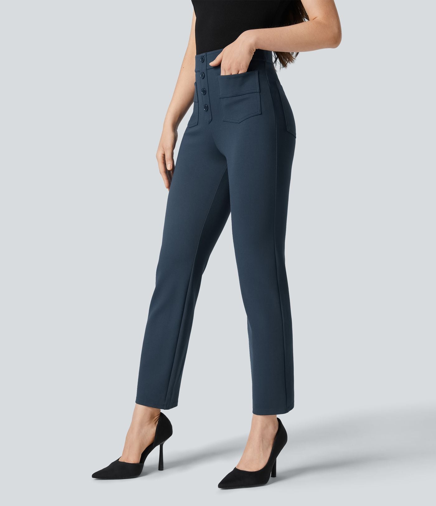 Pantalon de travail longueur cheville taille haute Halara Flex™ avec poches