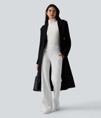 Pantalon de travail évasé taille mi-haute à rayures avec poches zippées