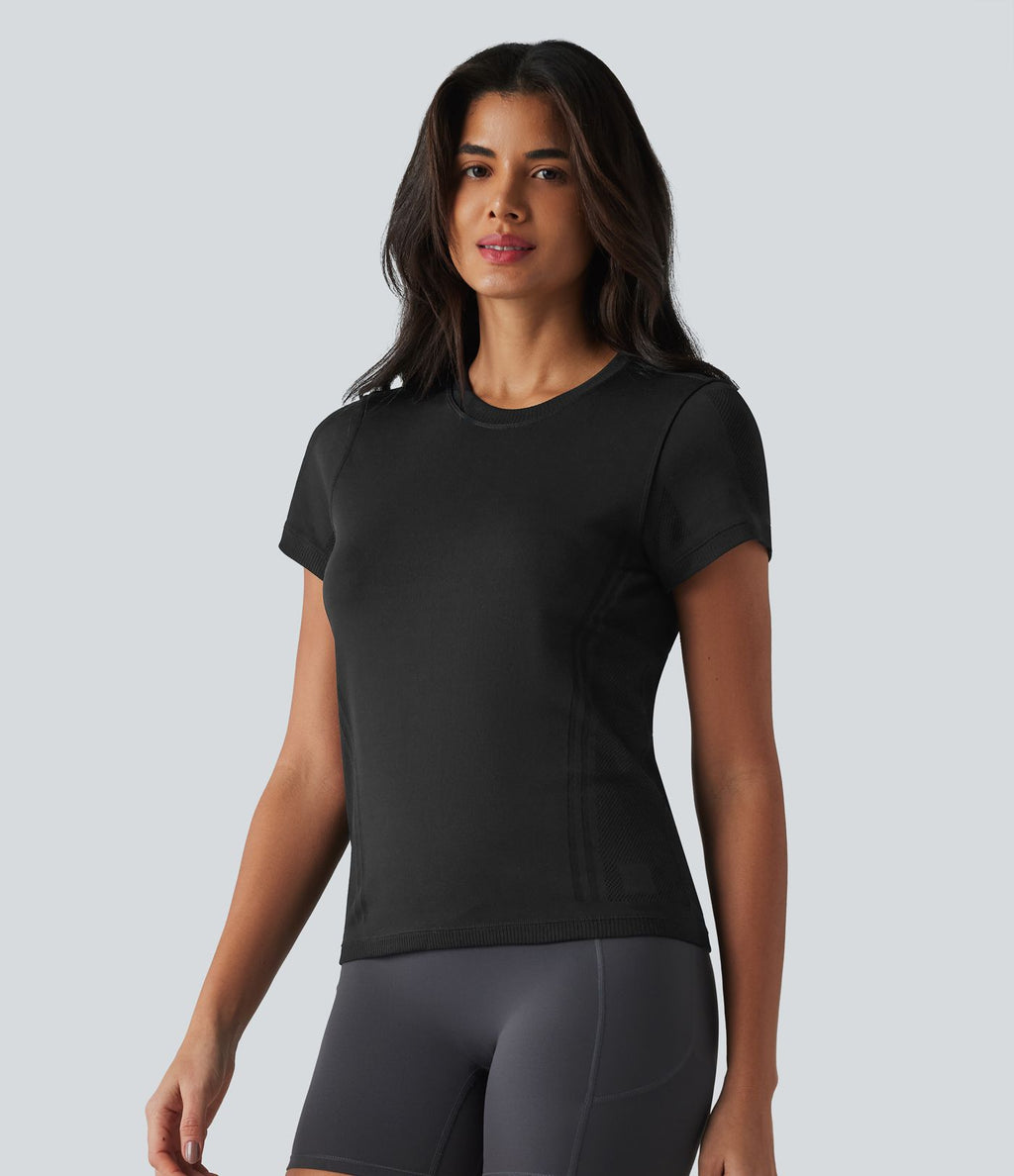 OneForm Haut de sport sans coutures col rond manches courtes en mesh respirant