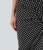 Jupe mi-longue moulante casual Halara UltraSculpt™ imprimé à carreaux taille haute avec cordon de serrage