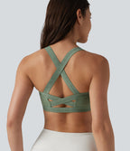 Brassière de sport effet frais InstantCool séchage rapide maintien léger avec bretelles croisées et dos nu, protection solaire UPF50+