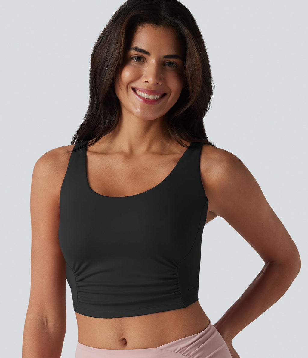SoftlyZero™ Plush Débardeur de sport dos nu croisé et torsadé, bretelles ajustables et soutien-gorge intégré