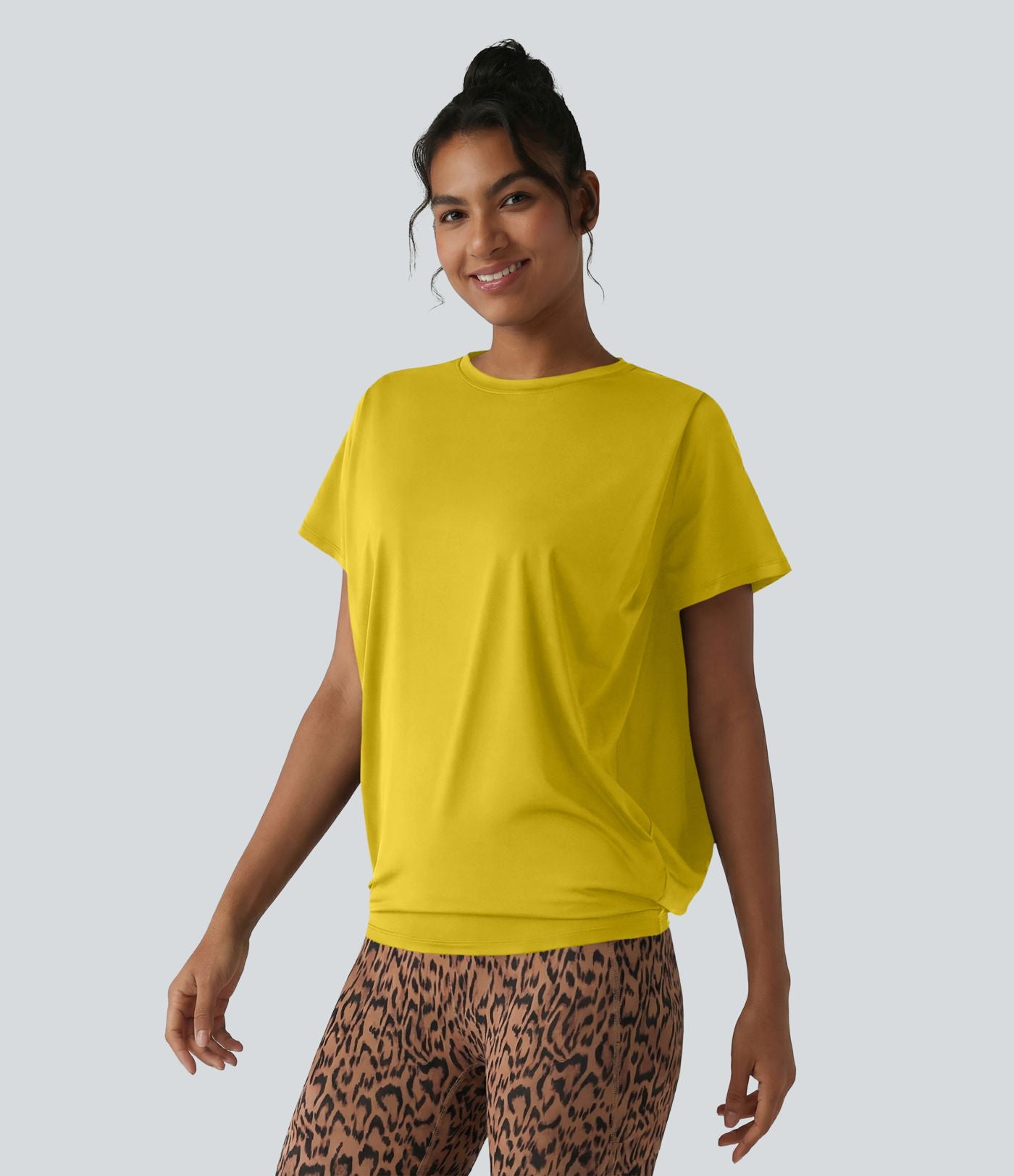 Haut de sport col rond manches courtes effet frais InstantCool avec fronces, protection solaire UPF50+