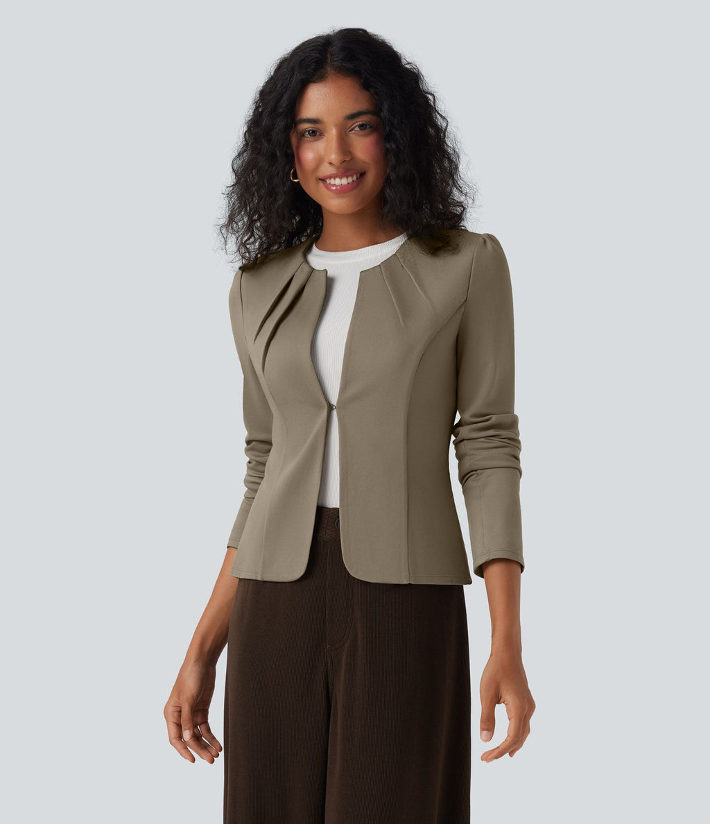 Blazer de travail col rond à agrafes