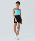 Débardeur yoga court SoftlyZero™ Airy col carré dos nu bretelles croisées effet frais InstantCool, bonnets A-C, protection solaire UPF50+