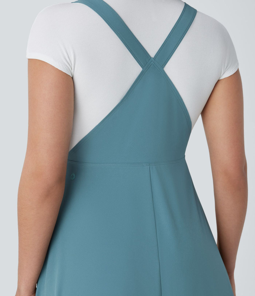 Robe mi-longue décontractée fluide Breezeful™ séchage rapide avec bretelles ajustables, boutons et poches multiples