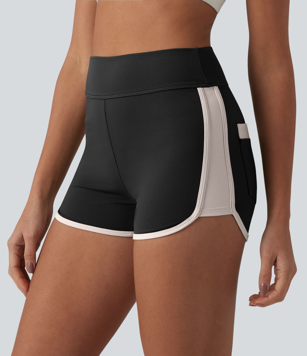 Short de sport SoftlyZero™ Airy 6,5 cm taille haute effet frais InstantCool color block, avec poches, protection solaire UPF50+
