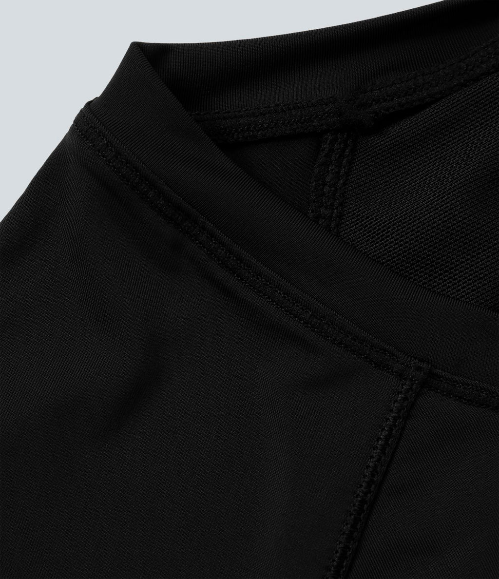 Haut de sport yoga à manches courtes avec ourlet fendu, effet frais InstantCool et mesh contrastant, protection solaire UPF50+