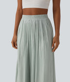 Pantalon ample fluide vacances taille haute