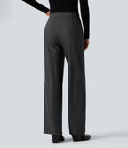 Pantalon de travail Halara Flex™ droit à rayures, taille haute, avec poches