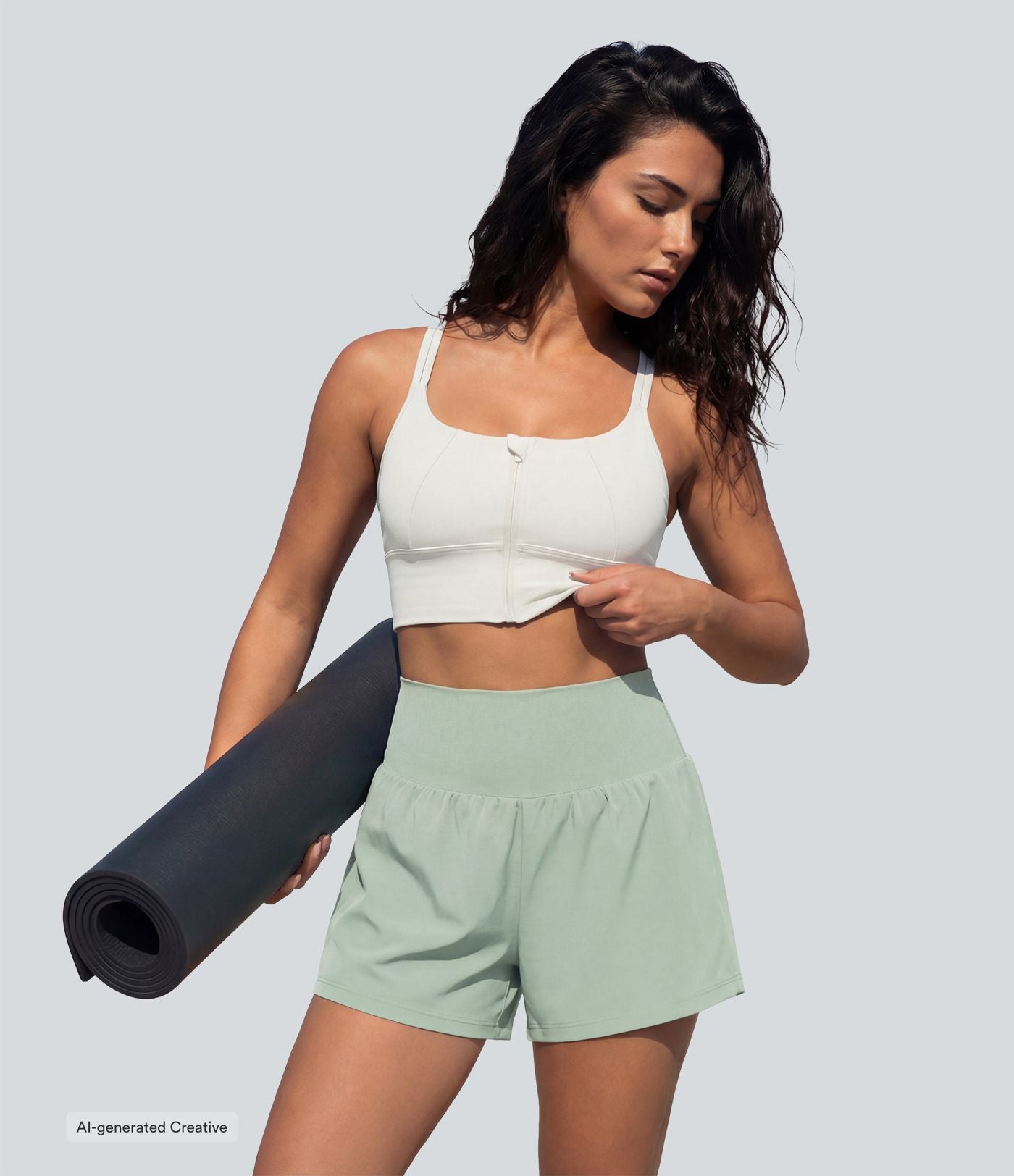 Short yoga 2-en-1 SoftlyZero™ Airy effet frais InstantCool taille très haute 12,5 cm avec poches, longueur allongée