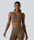 Débardeur de yoga SoftlyZero™ court col V dos nageur ourlet croisé avec brassière intégrée effet frais InstantCool, protection solaire UPF50+