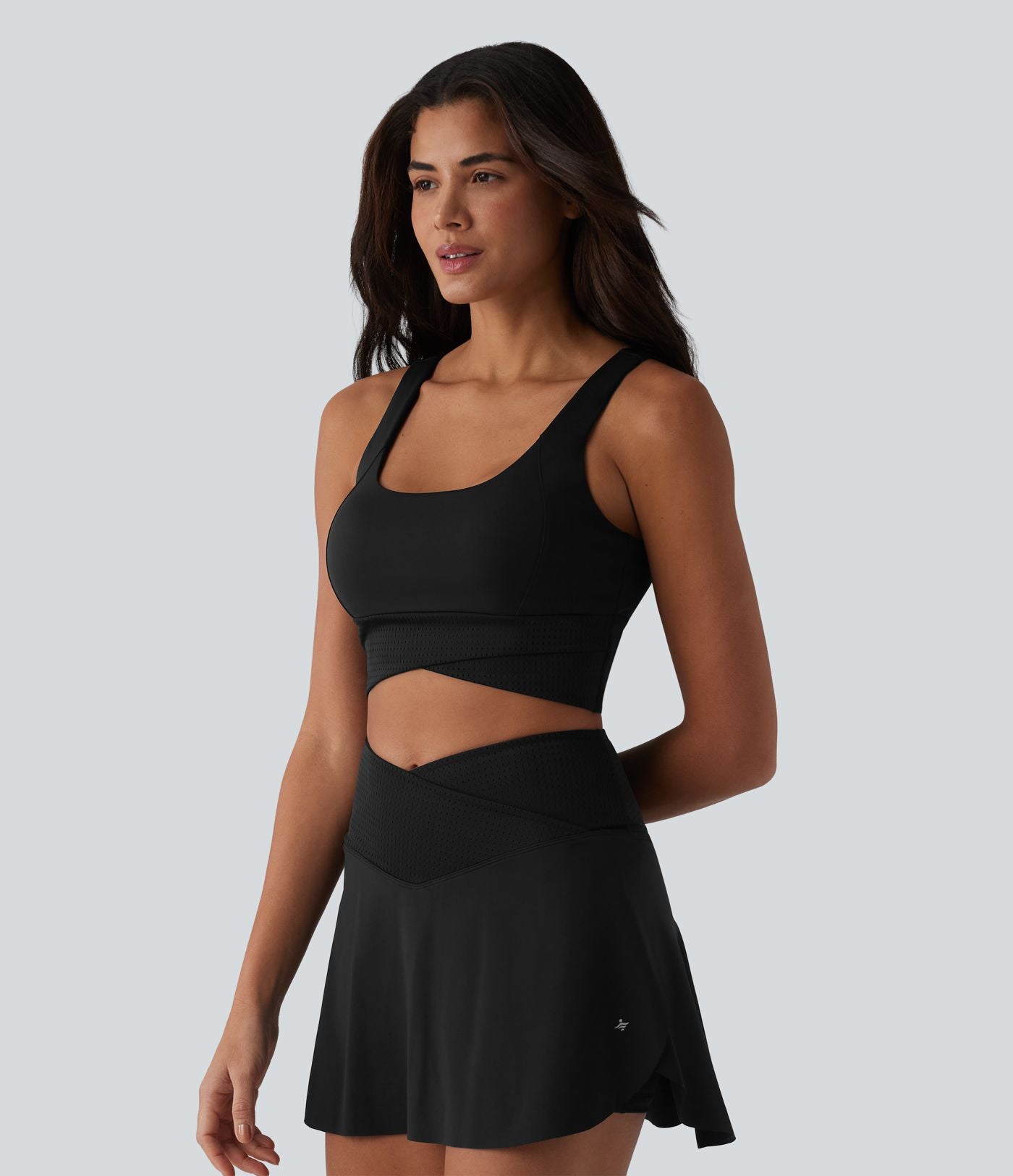 Débardeur de yoga court col U avec brassière intégrée