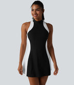 Halara UltraSculpt™ Robe sport mini de golf à col cheminée, soutien-gorge intégré, dos nageur et colorblock