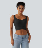 Débardeur crop-top à encolure diamant avec base croisée et coussinets amovibles