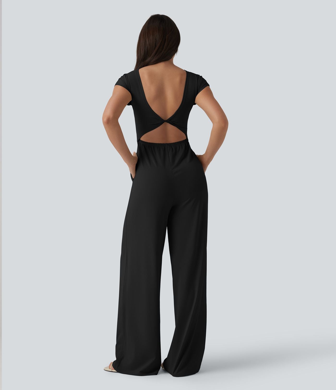 Combinaison casual dos ouvert torsadé avec soutien-gorge intégré et poches – Easy Peasy