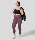 Halara Flex™ Legging Casual 7/8 Grande Taille en Denim Tricot Extensible Coloré à Taille Haute avec Poches Latérales Arrière