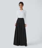 Halara Flex™ Pantalon Tailleur en crêpe taille très haute, plissé, jambes larges avec poches latérales