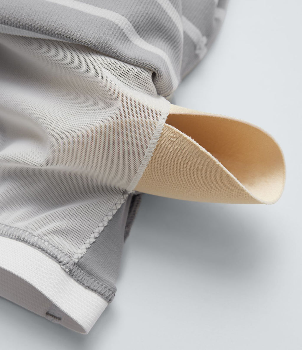Haut de sport épaules dénudées manches raglan longues à rayures sans couture OneForm Seamless Flow