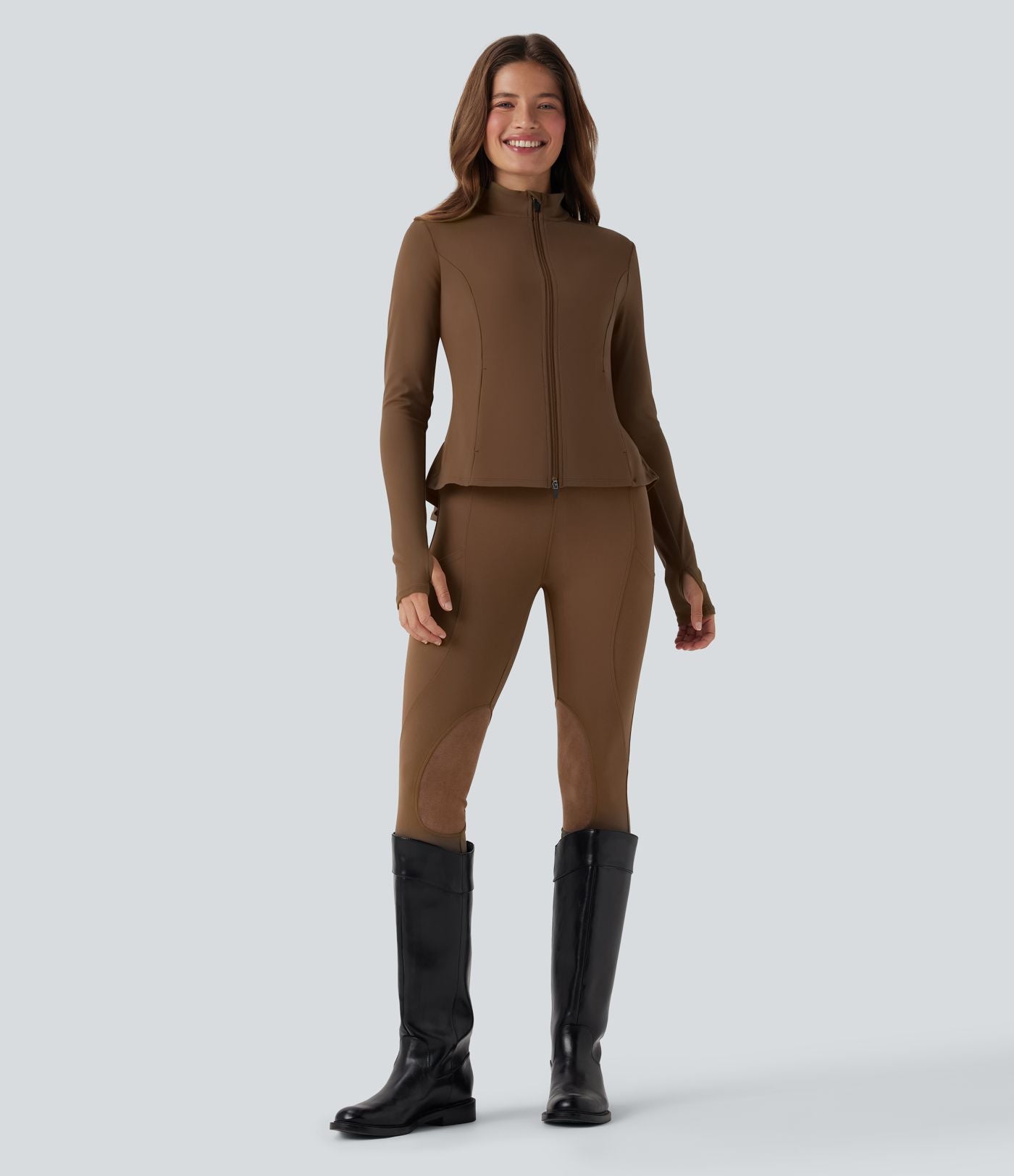 Pantalon ajusté taille haute effet daim contrastant DayStretch avec poches