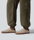 Jogging cargo taille mi-haute avec cordon de serrage réglable et poches