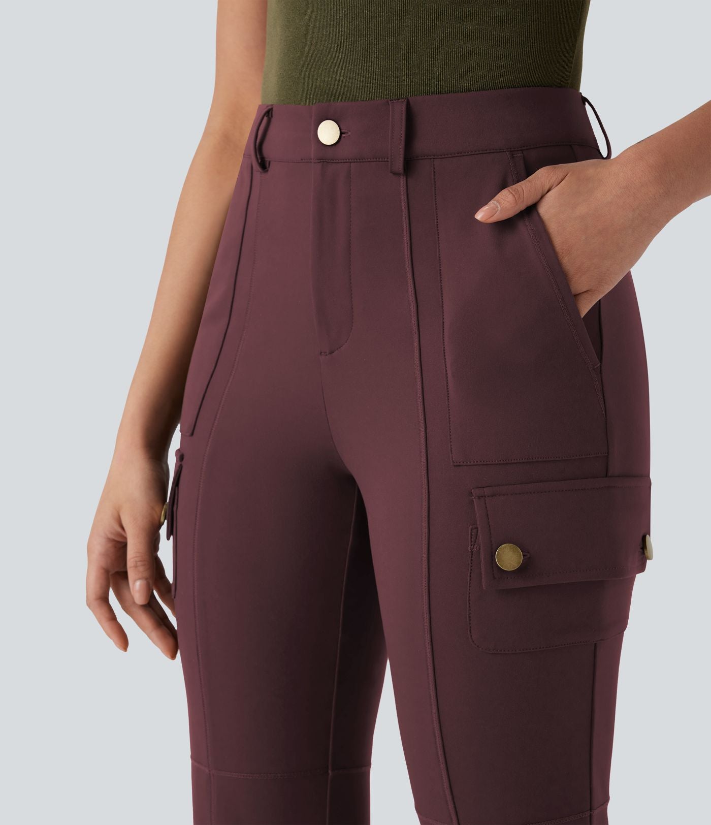 Pantalon cargo bootcut randonnée taille moyenne DayStretch avec poches