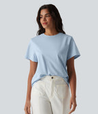 T-shirt casual col rond manches courtes en coton