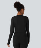 Cowl Neck Ruched Long Sleeve Slim Work Top