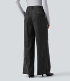 Pantalon de travail Halara Flex™ ample à rayures, taille haute, avec poches