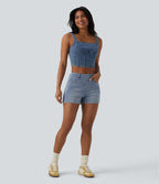 Short tailleur Halara Flex™ denim casual taille mi-haute 7,5 cm avec poches