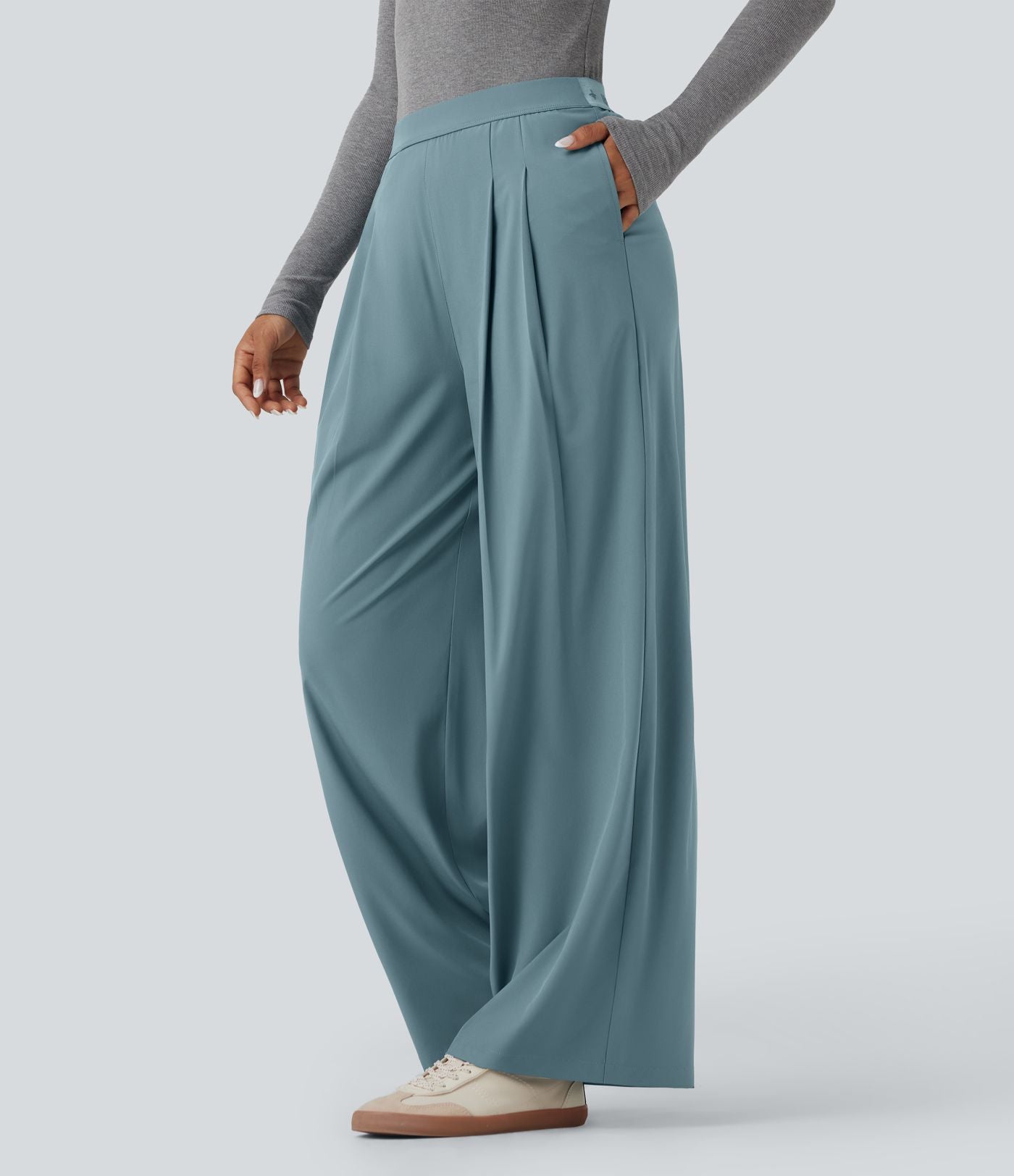 Pantalon de costume Breezeful™ à taille haute, jambes larges, poches latérales et séchage rapide