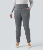 Pantalon tailleur skinny Halara Flex™ grande taille taille haute pied-de-poule à carreaux avec poches