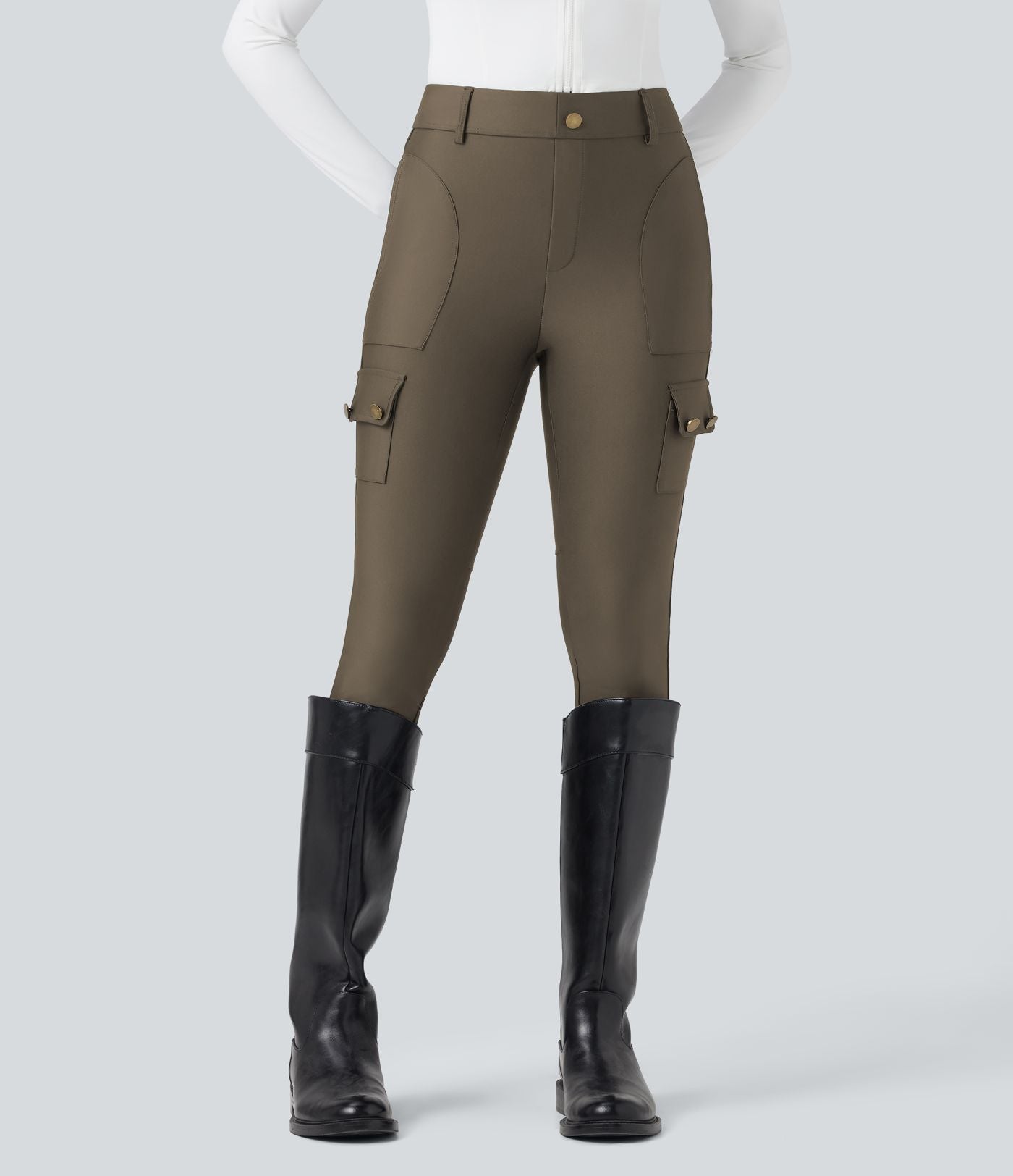 Legging 7/8 brillant taille haute avec poches