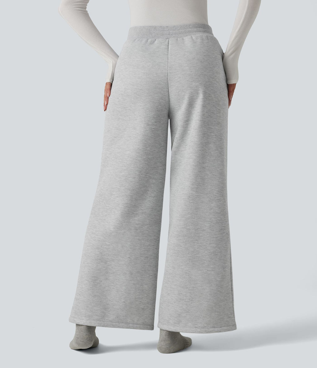Pantalon thermique coupe droite taille haute avec cordon de serrage et poches