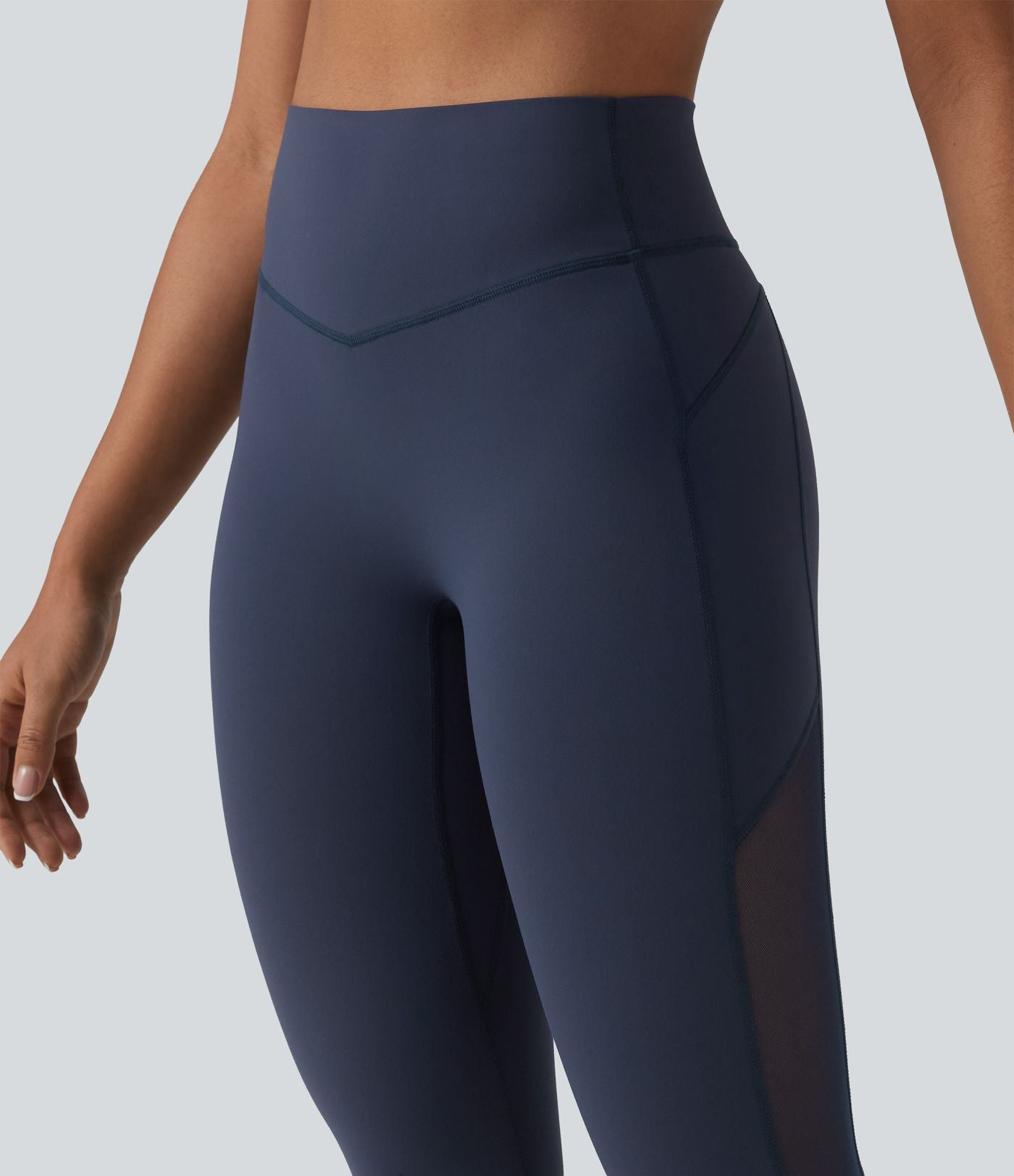 Legging de yoga 7/8 Halara UltraSculpt™ taille haute ventre plat avec empiècements en mesh contrastant et poche