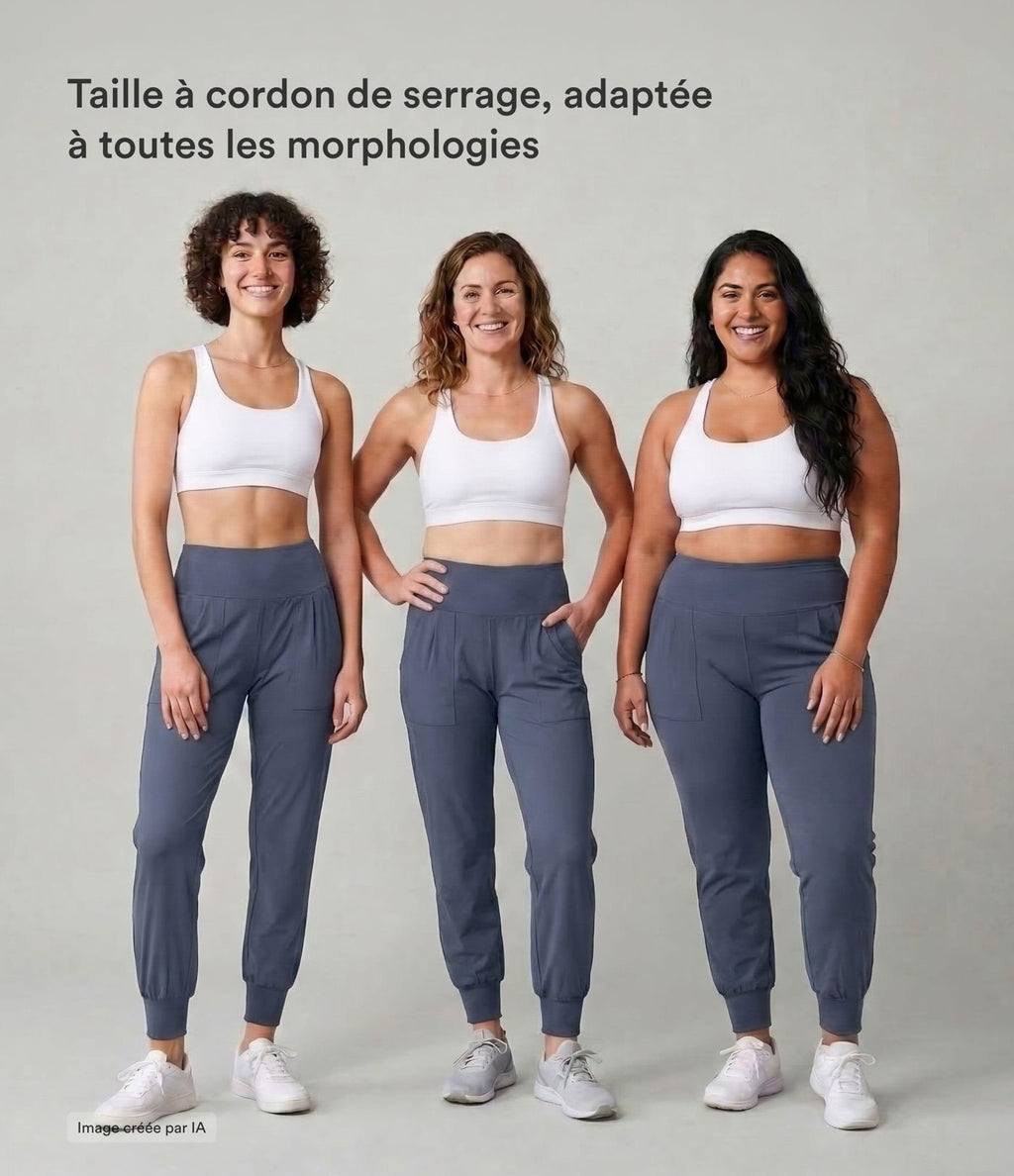 Jogging Casual Uni Taille Haute Poche Latérale