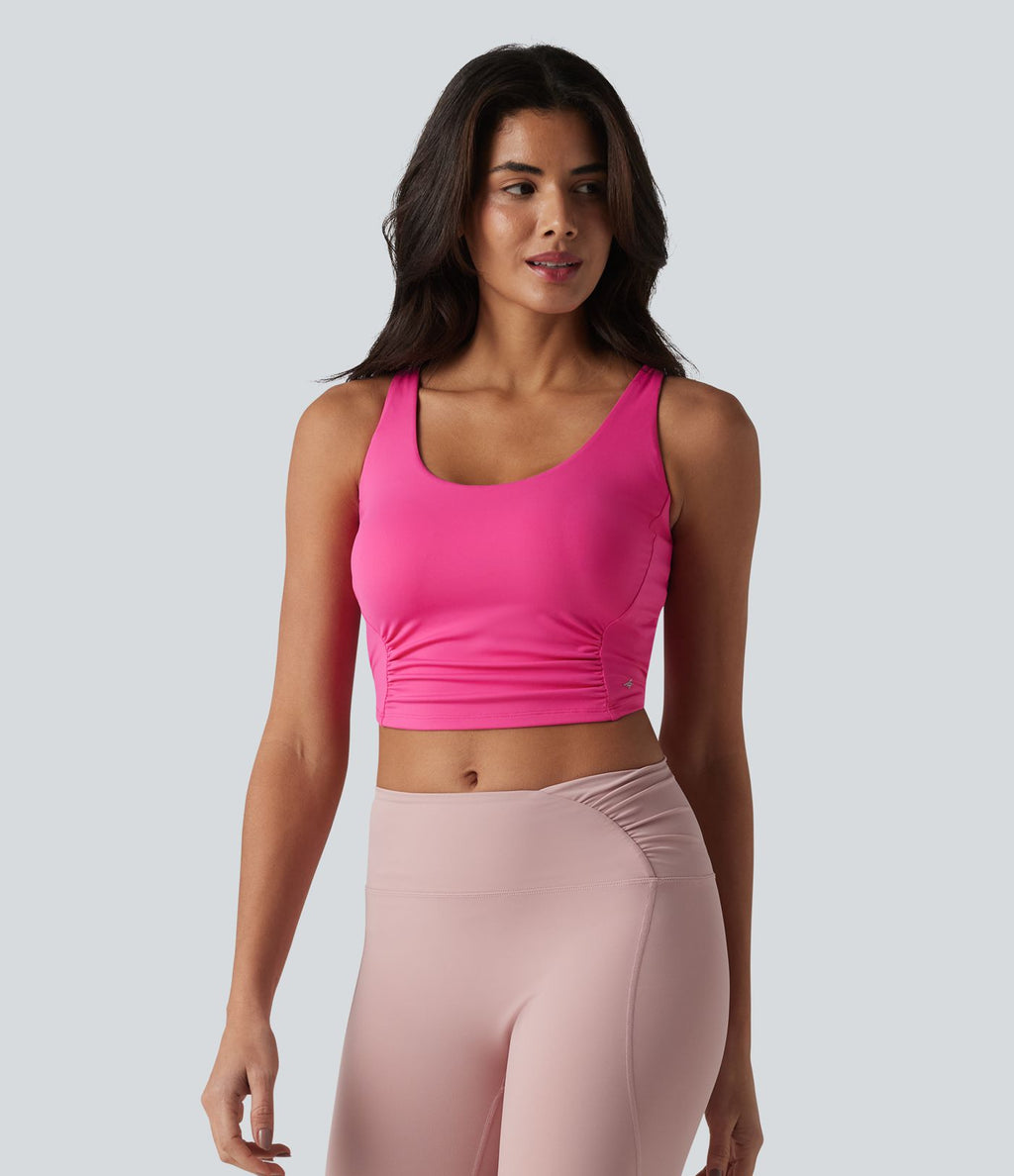 SoftlyZero™ Plush Débardeur de sport dos nu croisé et torsadé, bretelles ajustables et soutien-gorge intégré