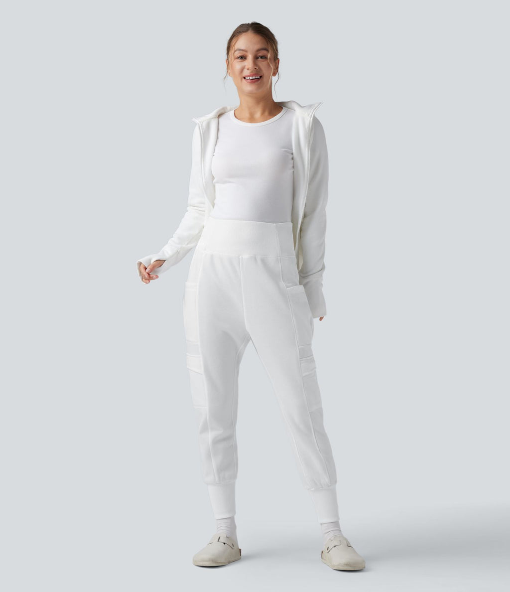 Jogging jogging cargo sarouel en polaire taille haute avec poches multiples