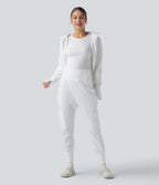 Jogging jogging cargo sarouel en polaire taille haute avec poches multiples